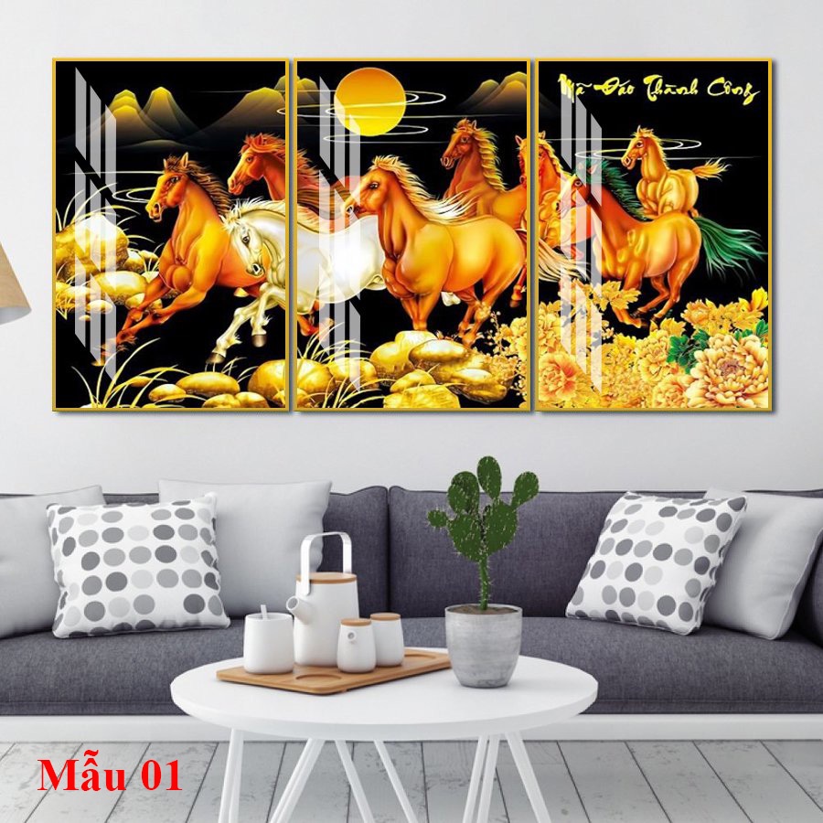 Tranh Laminate Tráng Gương - Tranh Treo Tường Mừng Tết 2024 Mã Đáo Thành Công 01