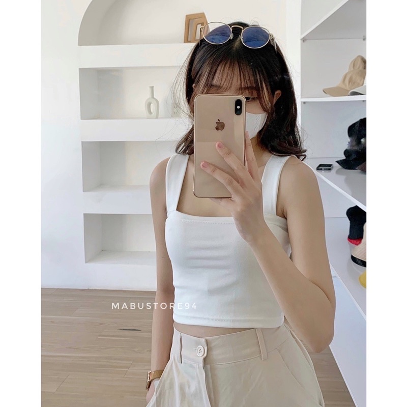 Áo Croptop Hai Dây Bản To Có Mút Ngực Siêu Co Dãn