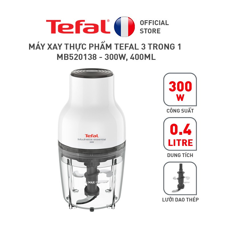 Máy xay thực phẩm Tefal 3 trong 1 MB520138 - 300W, 400ml