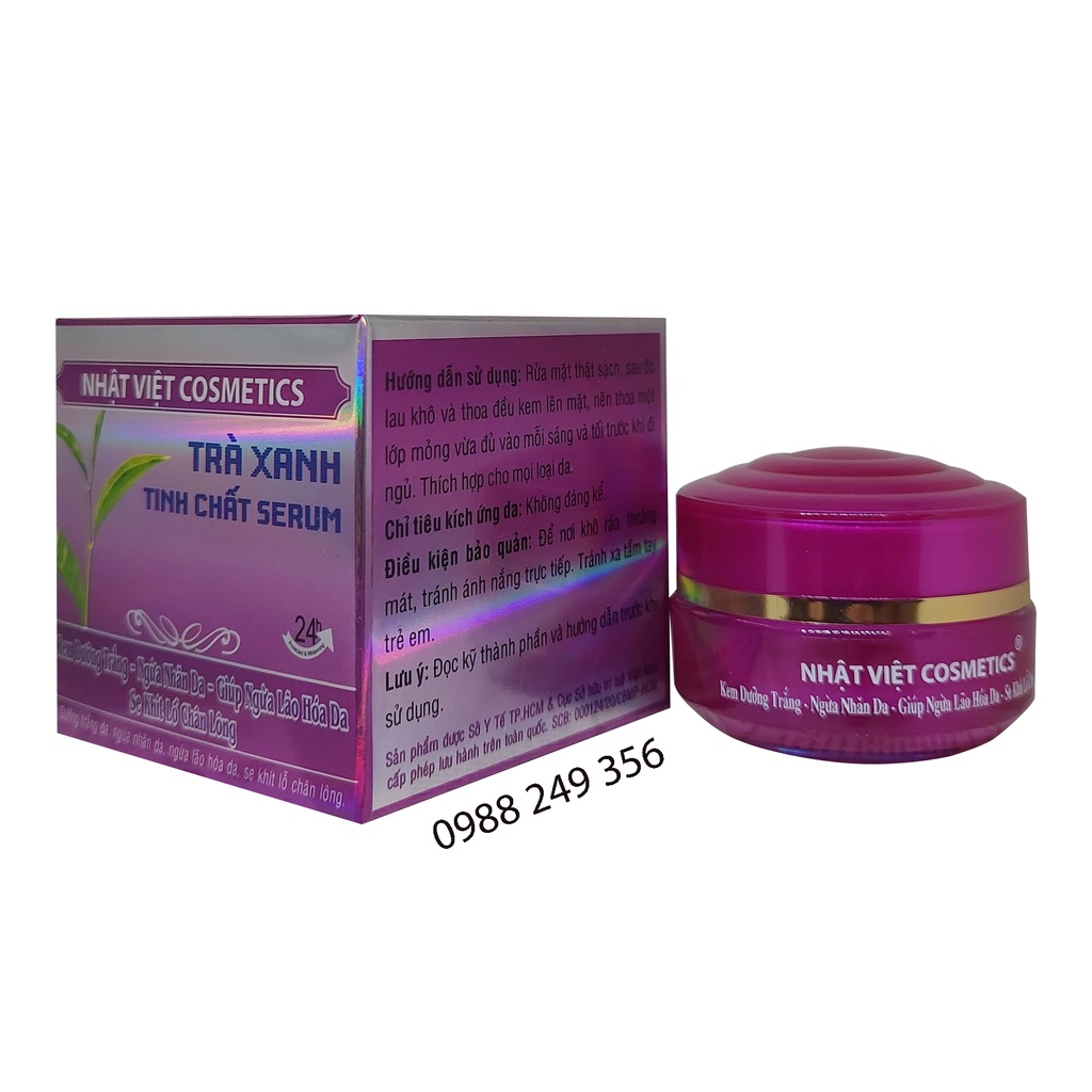 Kem dưỡng trắng ngừa nhăn lão hóa se khít lỗ chân lông trà xanh tinh chất serum NHẬT VIỆT COSMETICS 10g- 13g