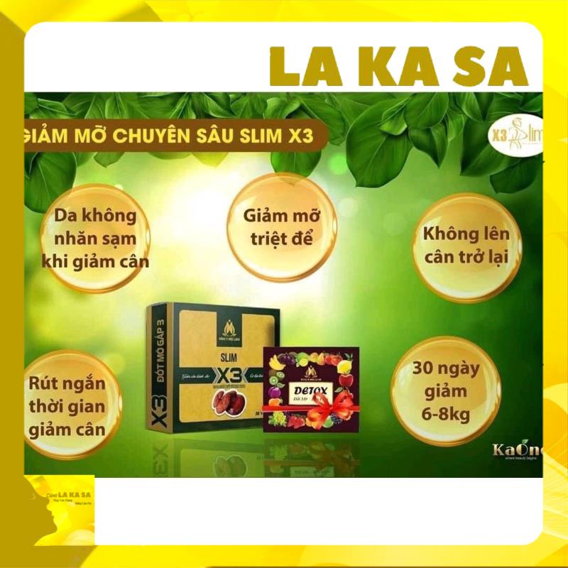 Slim X3 Giảm Cân Tặng Detox + Detox Now + Kẹo Pro Giảm Cân Giảm Mỡ Bụng