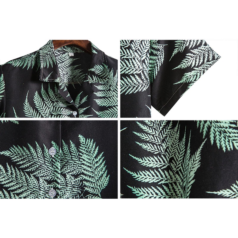 Áo Sơ Mi Tay Ngắn Dáng Rộng In Họa Tiết Hoa Phong Cách Hawaii Cổ Điển Màu Xanh Navy / Đen / Vàng / Xanh Lá Cho Nam