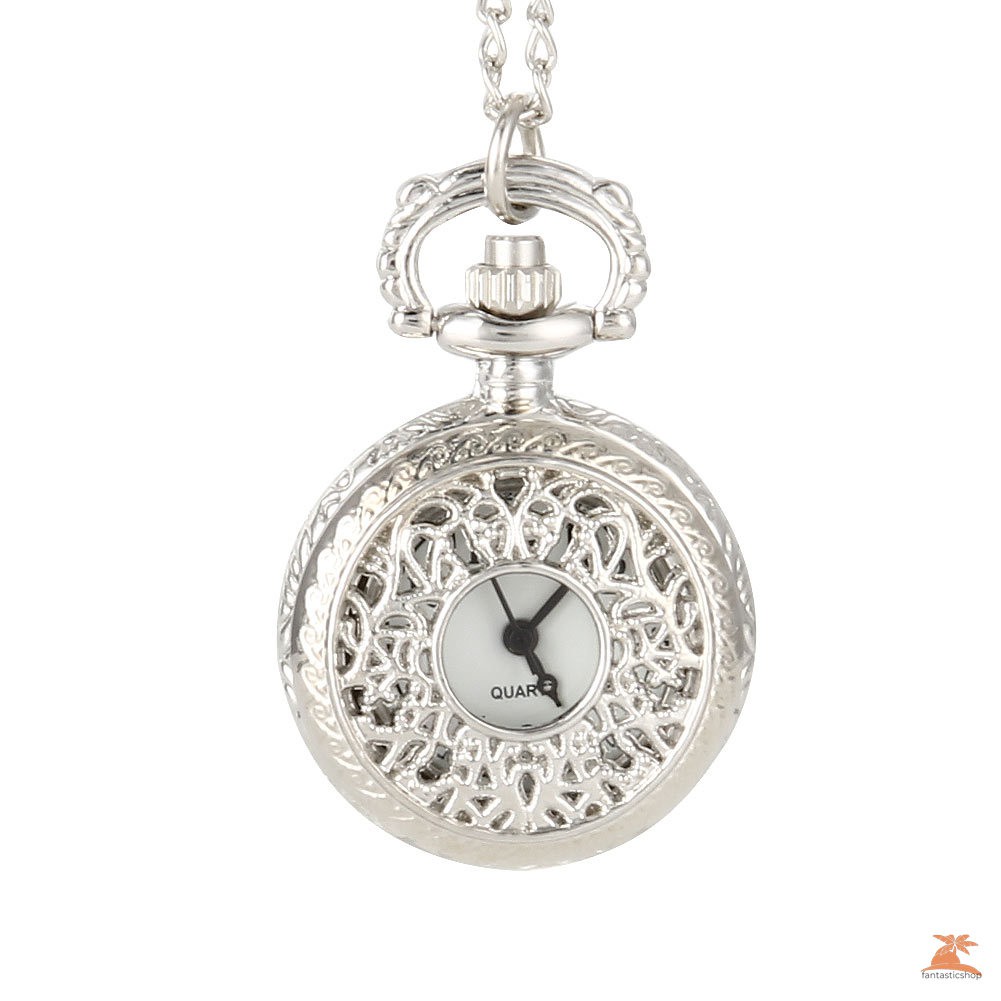 #Đồng hồ bỏ túi# Vintage Women Quartz Pocket Watch Alloy Openable Hollow Out Flowers Lady Girl Sweater Chain Necklace Pendant Clock Gifts