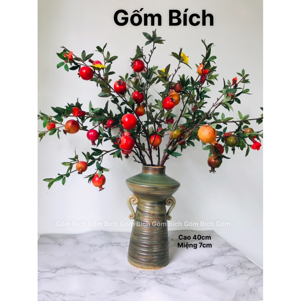 Bình Hoa Lọ Hoa Cao 36cm Men Mộc Cắm Cành Hồng Cành Táo Đẹp Gốm Sứ Bát Tràng - Gốm Bích