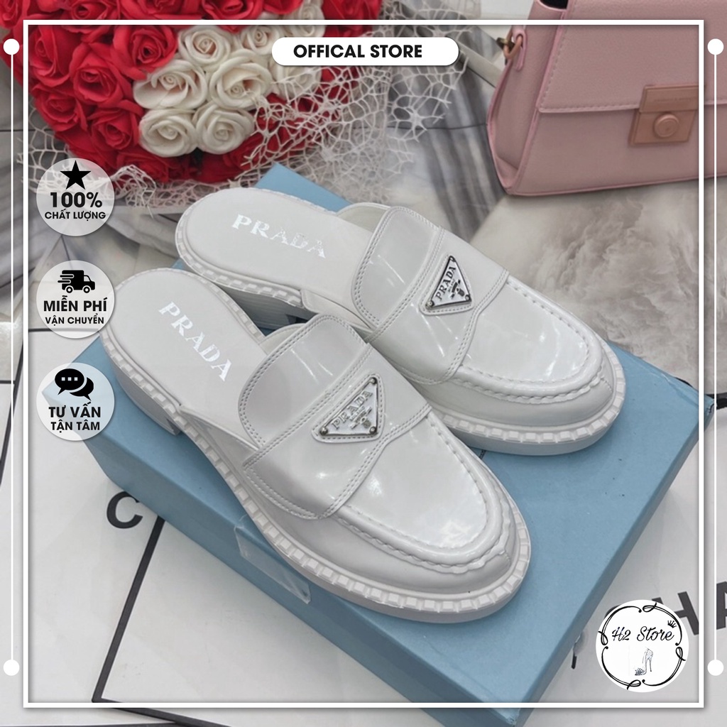 👠👟 Sục prada da bóng gót vuông fullbox ⚡