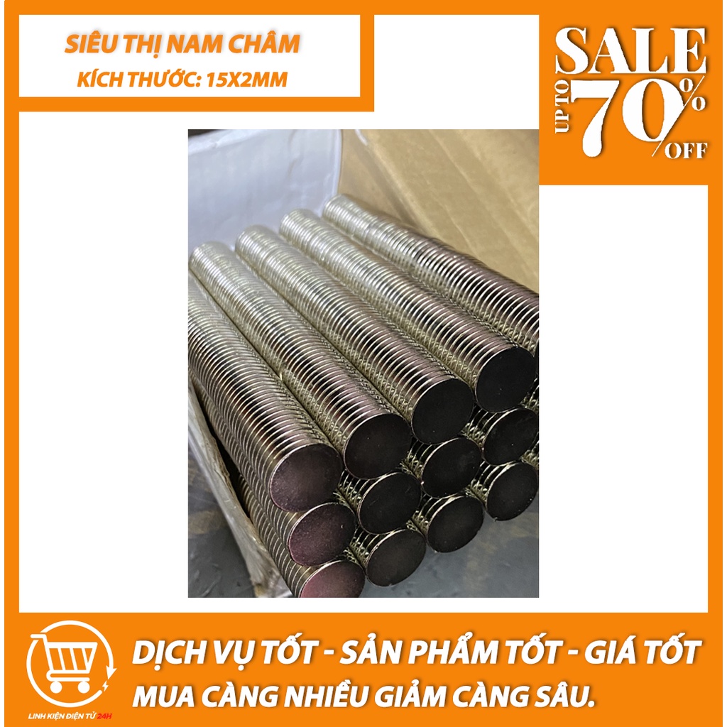 10 Viên Nam Châm Đất Hiếm kích thước ''15x2mm''