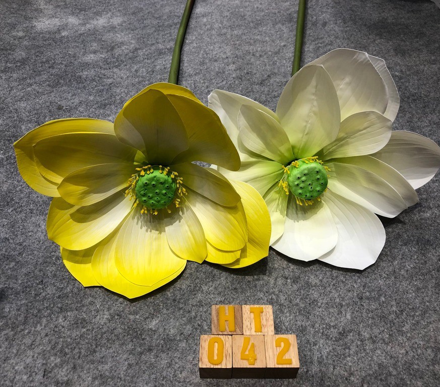 Hoa Vải Hoàn Mỹ 2 - Hoa Giả Hoa Sen Cao Su 1 Bông ( HT042 )