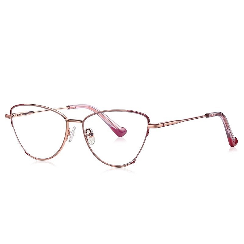 Mắt Kính Gọng Kim Loại Hình Mắt Mèo Chống Ánh Sáng Xanh Thời Trang Retro Cho Nữ