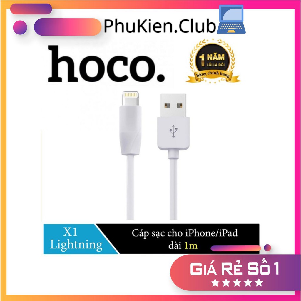 Dây Sạc iPhone - Cáp Sạc iPhone Lightning Hoco X1 dài 1 Mét Dành Cho Iphone Ipad 5,6,7,8,X,11,Pro Max