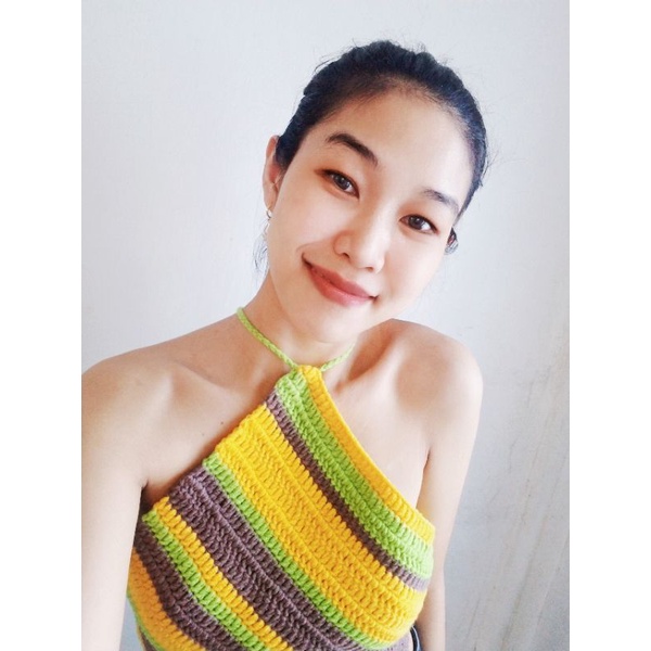Áo croptop nhiều màu đi biển dạo phố thời trang handmade phong cách sexy len móc