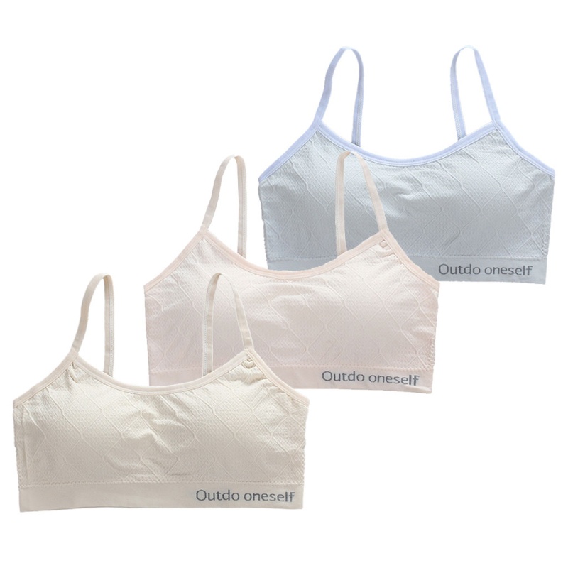 Haha Puberty Áo Ngực Thể Thao Bằng Cotton Dây Có Đệm Tháo Rời Họa Tiết Hình Học / Chữ Cái Cho Nữ