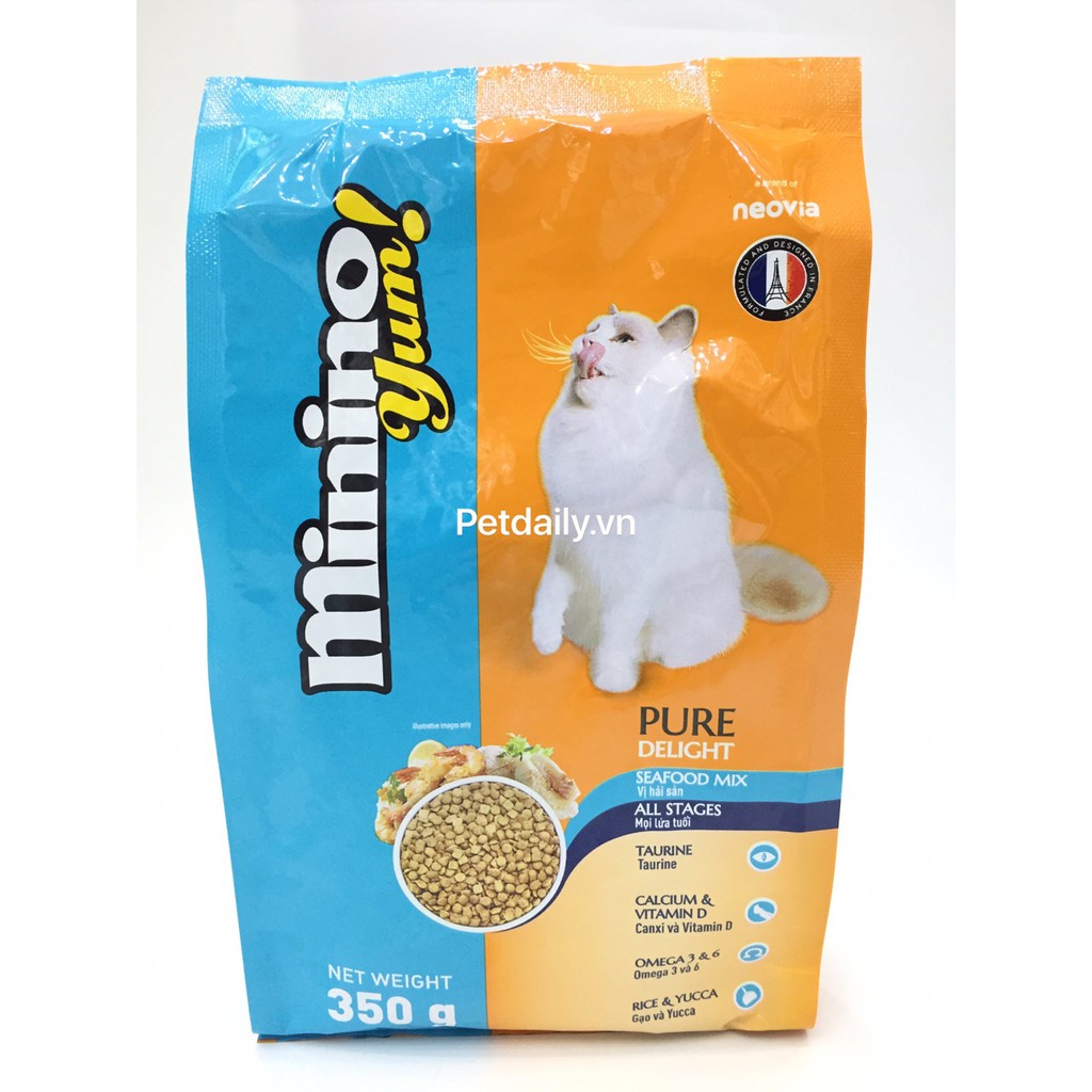 Thức ăn hạt khô Minino Yum cho mèo vị hải sản 350gr - LUTPET