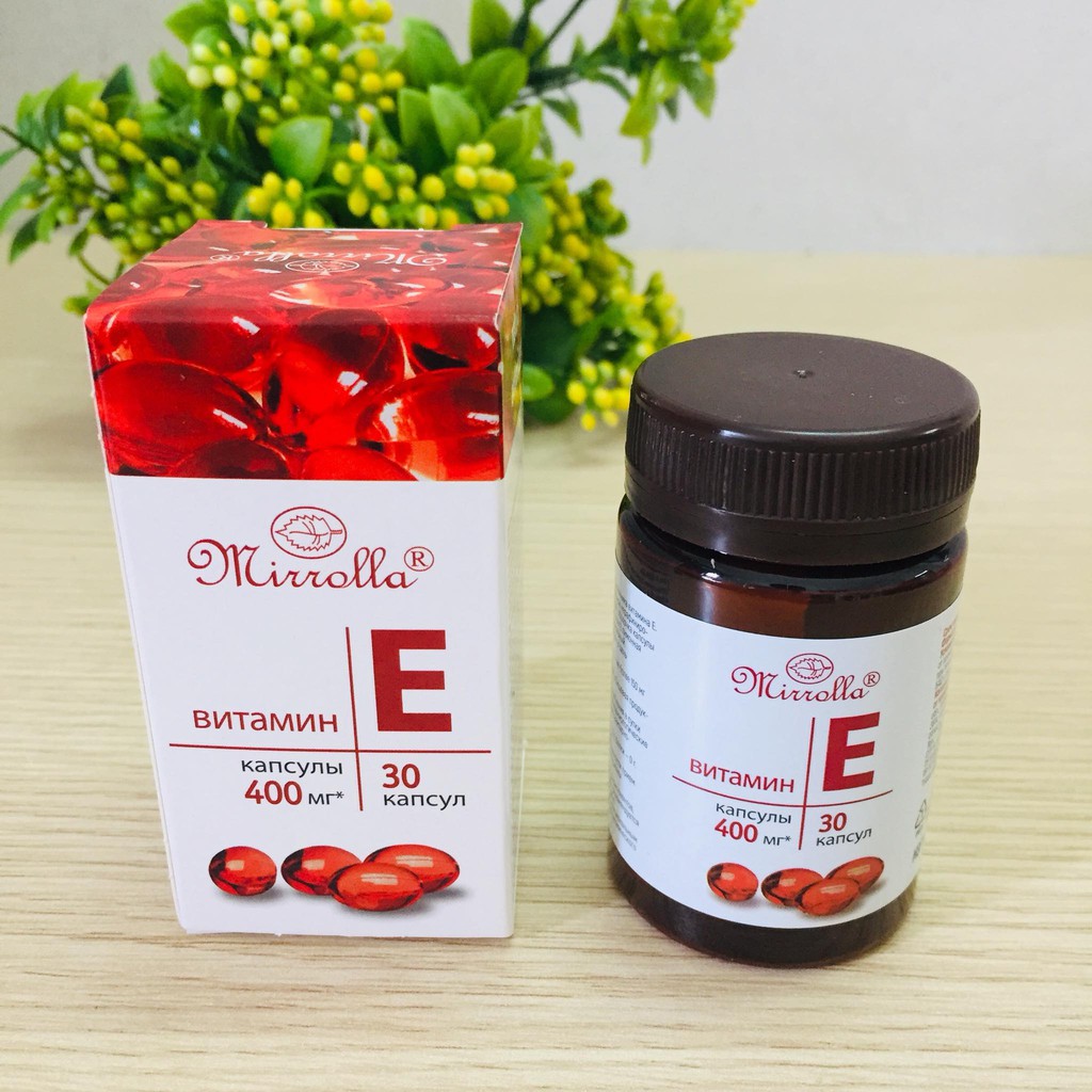 Vitamin e đỏ Nga, vitamin e MIRROLLA làm đẹp da, sáng da, giúp da căng bóng, chống lão hóa, hàm lượng 270mg và 400mg