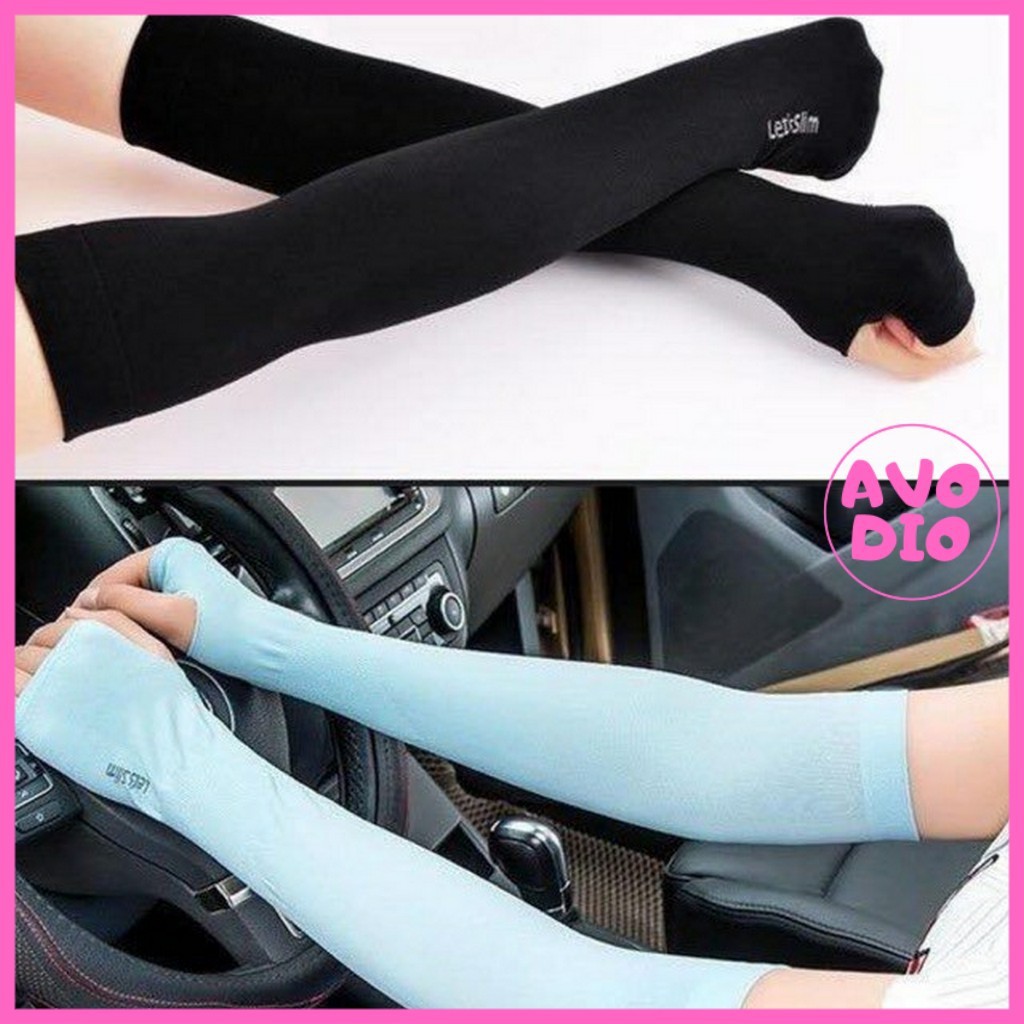 Găng tay chống nắng xỏ ngón let's slim  ngăn tia UV GT001