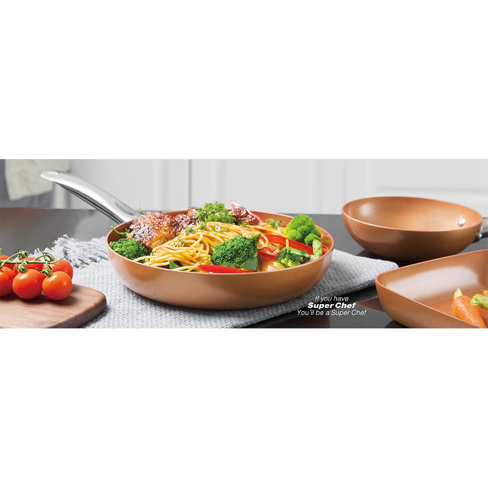 Chảo chống dính ceramic đáy từ SUPER CHEF - 18, 22, 24, 26cm