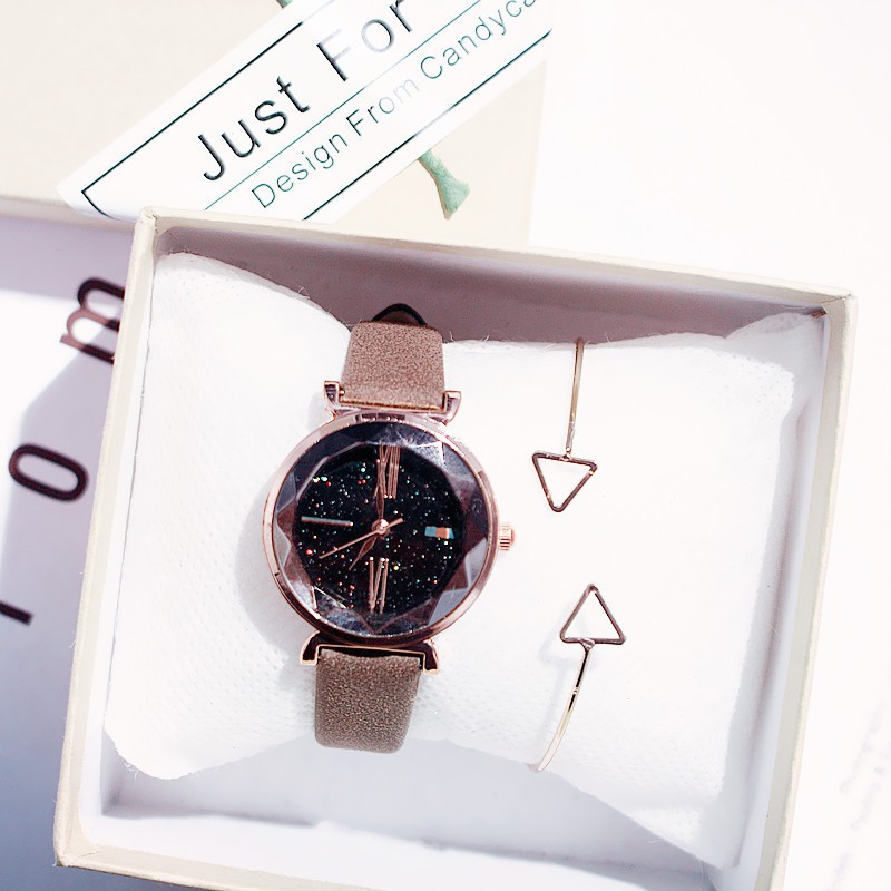 Đồng hồ nữ 1102 dây da lộn mặt tròn 3D | BigBuy360 - bigbuy360.vn