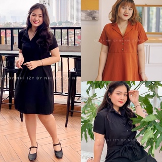 VÁY ĐẦM BIGSIZE CÓ CỔ DÁNG SUÔNG DÂY ĐAI BUỘC 2 KIỂU - DAILY DRESS - IZYBYNHI