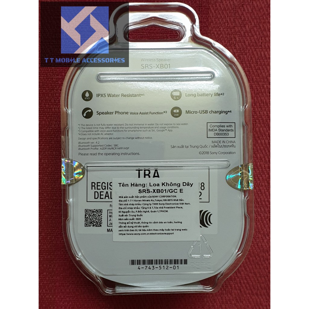 Loa Sony Extrabass SRS-XB01 Bluetooth, màu Xanh Lá, chống nước IPX5, chính hãng Sony Vietnam, mới 100%, B/hành 12 tháng