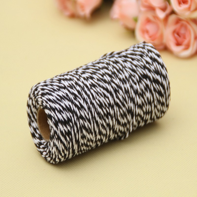 Dây sợi cotton 2 màu trang trí đồ handmade (Sợi 2mm, dài 100mét) - 01 cuộn