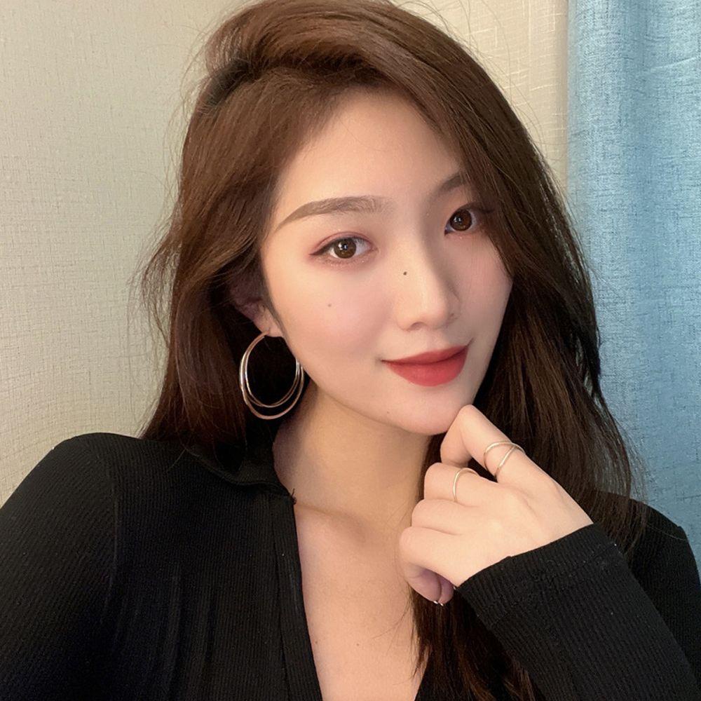 Bông Tai Xỏ Hai Lớp Hình Tròn Phong Cách Vintage Dành Cho Nữ MXMUSTY