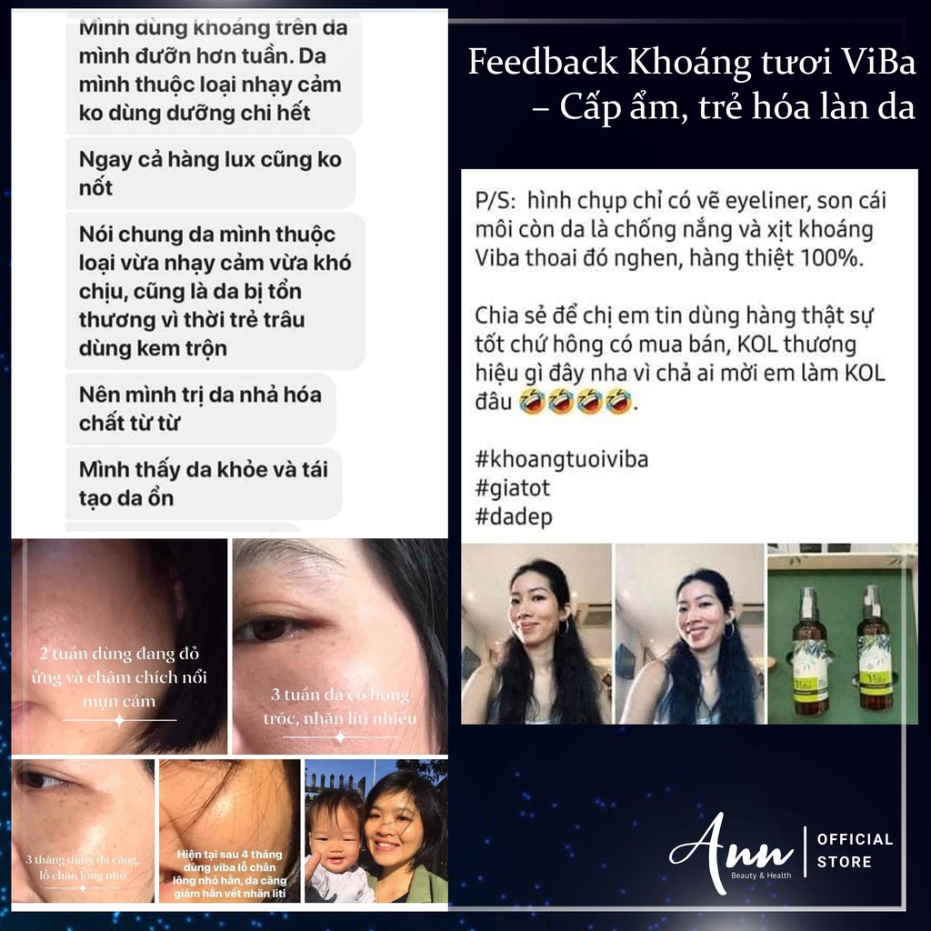 Xịt khoáng tươi ViBa 250ml cấp ẩm, dưỡng da, làm dịu, cân bằng da – Đại lý chính hãng Annshop | BigBuy360 - bigbuy360.vn