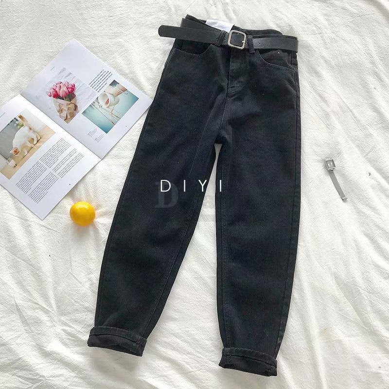 Daduhey Quần Jeans Nữ Lưng Cao Ống Đứng Thời Trang Hàn Quốc