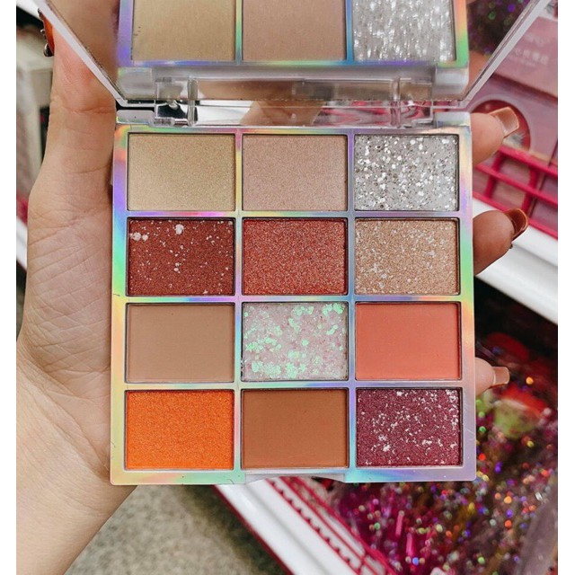 bảng 12 màu phấn mắt nhũ lameila thiết kế kim tuyến chảy