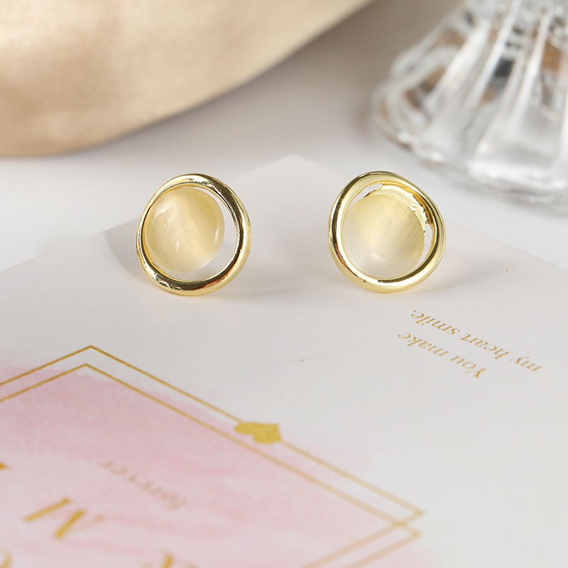 Bông Tai Xỏ Lỗ Hình Oval / Vuông / Cánh Hoa Thời Trang Sang Trọng Cho Nữ
