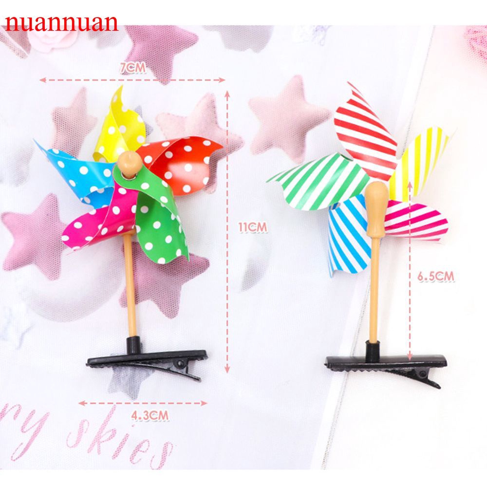 Kẹp tóc nhựa hình chiếc chong chóng 3D màu sắc cầu vồng xinh xắn