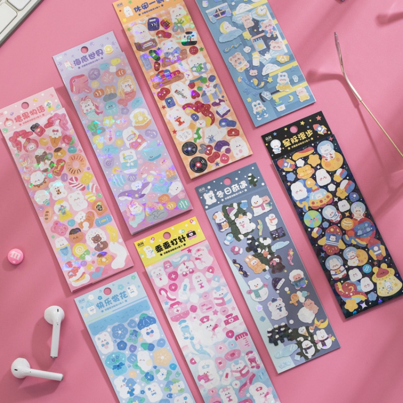 PeachBộ 2 Tấm Sticker Dán Trang Trí Sổ Tay/Album DIY Hình Động Vật Dễ Thương 8 Kiểu