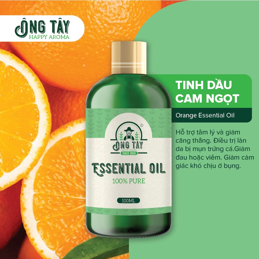 Tinh dầu Cam Ngọt nguyên chất hữu cơ ÔNG TÂY 100ml thiên nhiên làm thơm