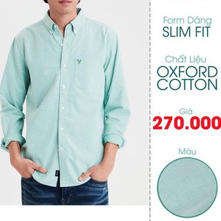 Áo Sơ Mi Nam Dài Tay Vải Cotton Oxford Màu Xanh Bạc Hà - Fo76 Shop