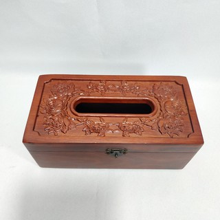 Hộp Đựng Giấy Ăn GỖ HƯƠNG Chạm Khắc Hoa Hồng Leo Có Viền( LOẠI TO - ẢNH THẬT)