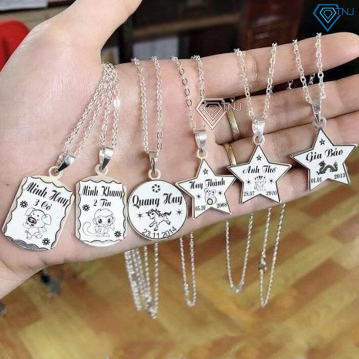 Vòng cổ bạc cho bé hình 12 con giáp khắc tên DCT0024 Trang Sức TNJ