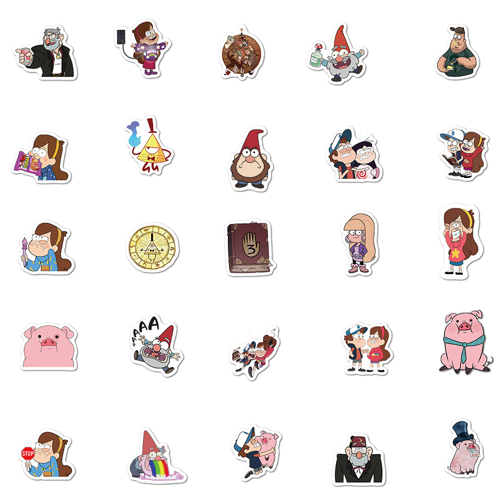 Set 50 Sticker Nhân Vật Trong Phim Gravity Falls Dán Trang Trí Laptop Notebook