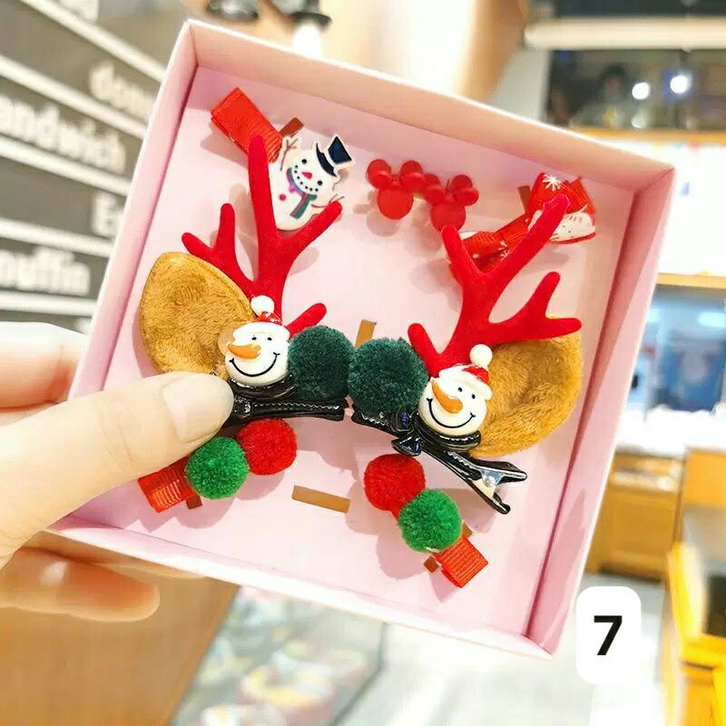 Hộp 8 kẹp tóc giáng sinh cho bé gái, phụ kiện quà tặng noel đáng yêu
