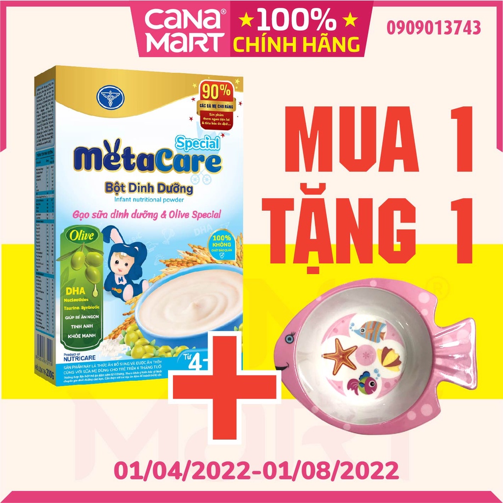 Bột ăn dặm Metacare Gạo sữa dinh dưỡng &amp; olive Special cho bé từ 6-24 tháng tuổi (200g)