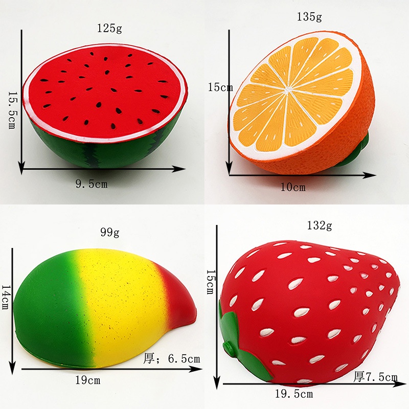 Squishy Lớn JUMBO Hình nửa quả dưa hấu cam xoài dâu tây khổng lồ Đồ Chơi Xốp Giảm Stress Hình mềm mịn dễ Thương