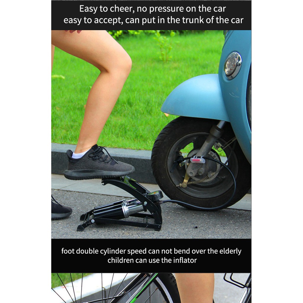 Bơm chân 2 xi lanh cao cấp cho ô tô, xe máy, xe đạp, bóng, phao