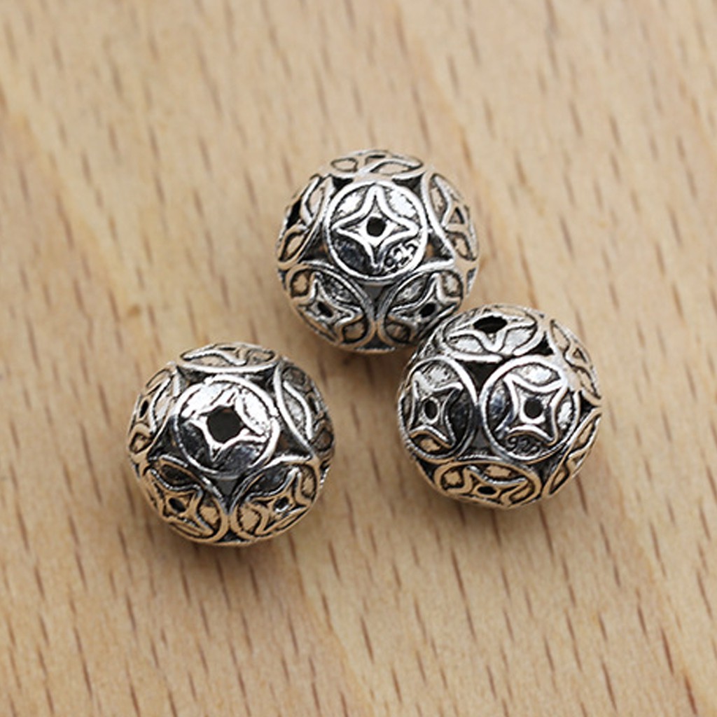 Phụ kiện Charm bạc Hạt đồng tiền xỏ