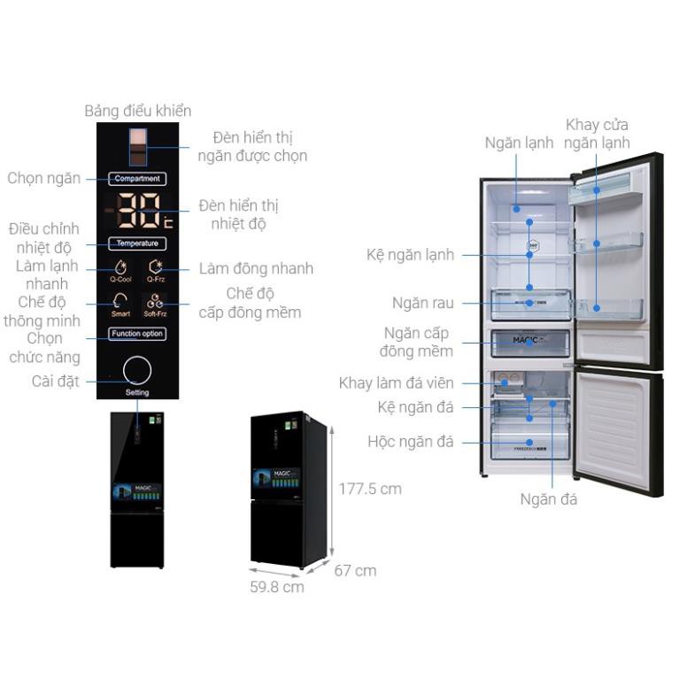 [ VẬN CHUYỂN MIỄN PHÍ KHU VỰC HÀ NỘI ]  Tủ lạnh Aqua Inverter 373 lít màu gương đen AQR-IG378EB.GB