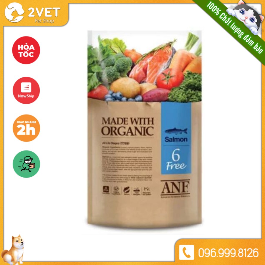 [Đồ Ăn Cho Chó] Thực Phẩm TY ANF 6 Free Organic Salmon 400g - Vị Cá Hồi - Thức Ăn Hạt Hữu Cơ Cho Chó