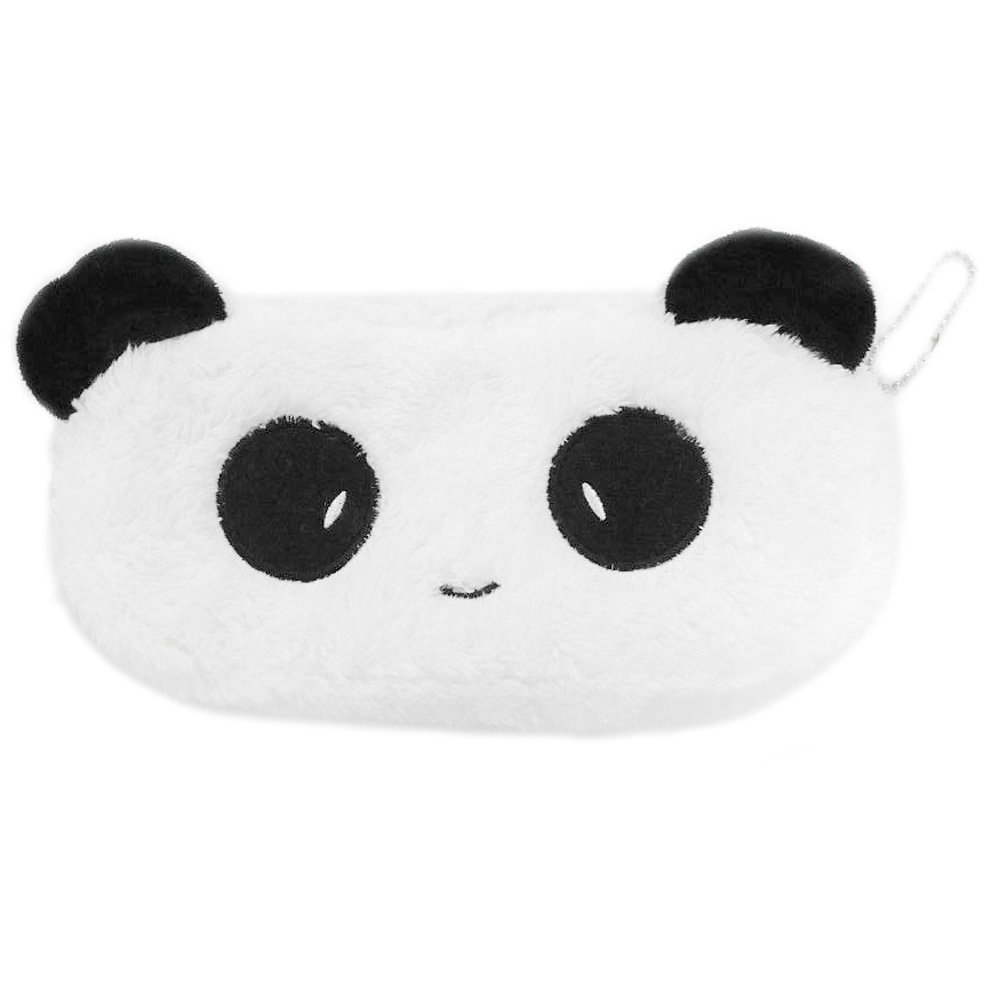 Túi bông mềm mại đựng bút đồ dùng trang điểm họa tiết gấu trúc có khóa kéo dễ thương