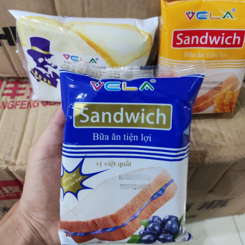 Bánh mì Sandwich nhân sữa chua tươi Vela 45gr 3 vị