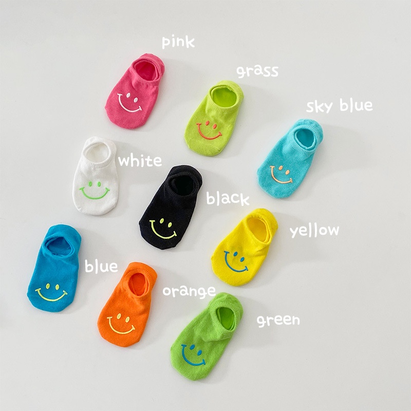 Set 4 đôi vớ KokoroCare MS-35 từ cotton họa tiết hoạt hình mặt cười mùa xuân 2022 cho bé 1- 5 tuổi S/M