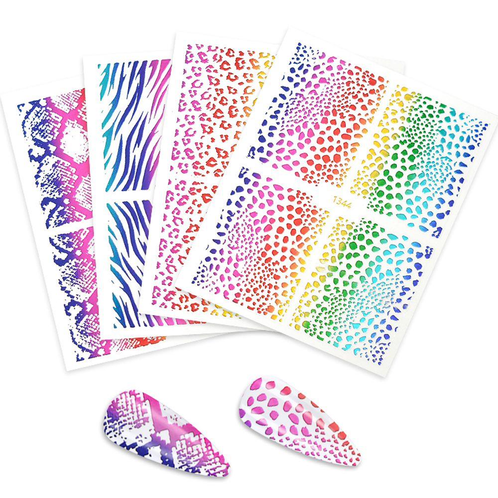 Miếng Dán Móng Tay 3D Tự Dính Lâu Trôi Màu Sắc Cầu Vồng Quyến Rũ