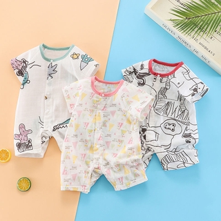 Bộ áo liền quần tay ngắn in họa tiết hoạt hình thời trang mùa hè cho bé sơ sinh