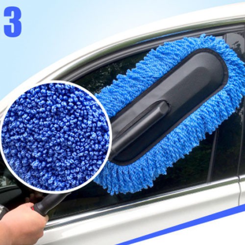 Chổi rửa xe ô tô sợi dầu LOẠI DẸT - Cán có thể kéo dài