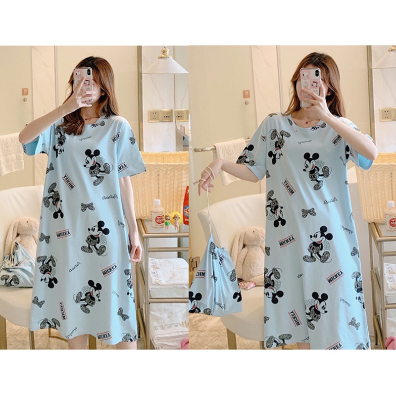 Đầm Ngủ Form Rộng In Họa Tiết Hoạt Hình Dễ Thương Dành Cho Nữ