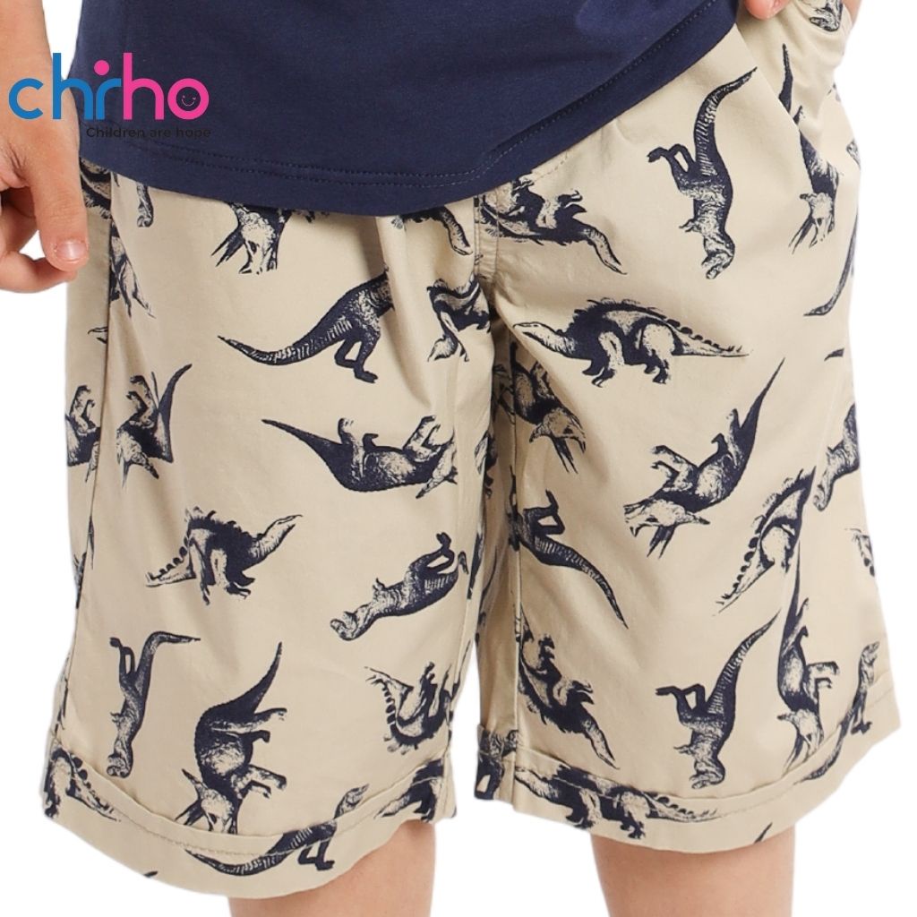 Quần Short Bé Trai CHIHO Mặc Hè Họa Tiết Khủng Long Chất Liệu Khaki Cho Trẻ Từ 2 - 9 Tuổi BKS205R